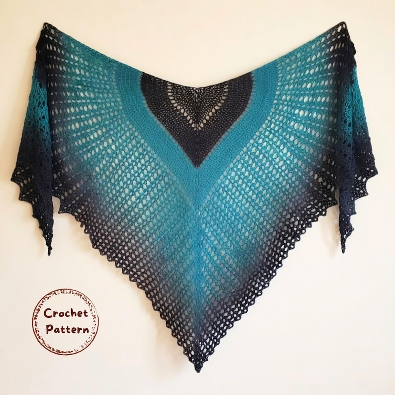 Mermaid Ombre Triangle Shawl Crochet Pattern