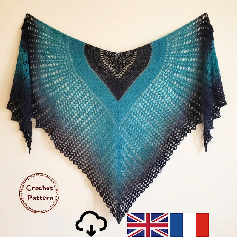Mermaid Ombre Triangle Shawl Crochet Pattern