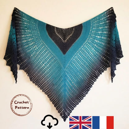Mermaid Ombre Triangle Shawl Crochet Pattern