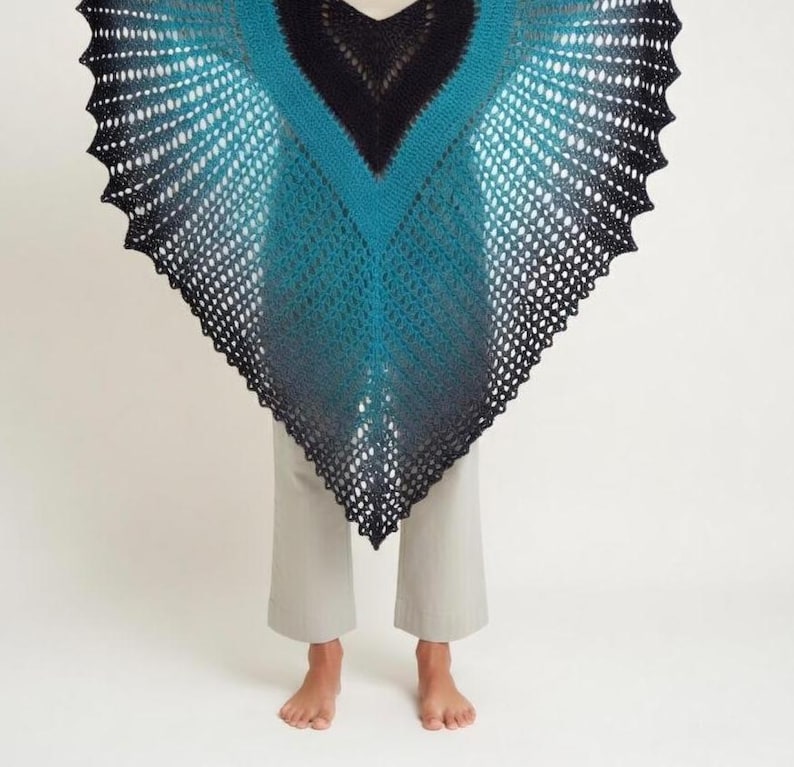 Mermaid Ombre Triangle Shawl Crochet Pattern