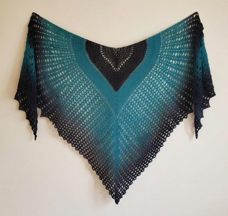 Mermaid Ombre Triangle Shawl Crochet Pattern