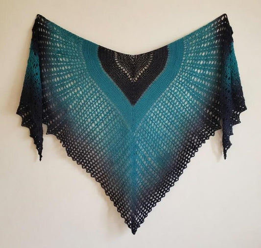 Mermaid Ombre Triangle Shawl Crochet Pattern