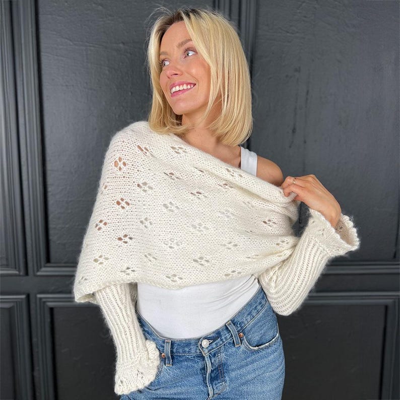 Eyelet sweater scarf knitting pattern