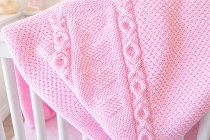 Chunky Baby Heart O-X-O Motif Afghan Knitting Pattern
