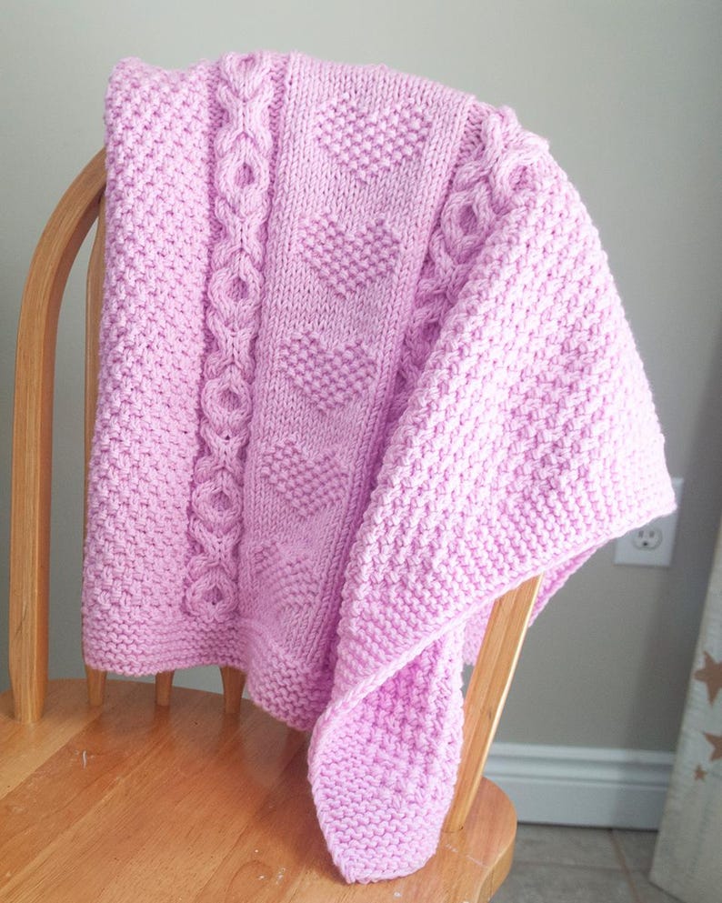 Chunky Baby Heart O-X-O Motif Afghan Knitting Pattern