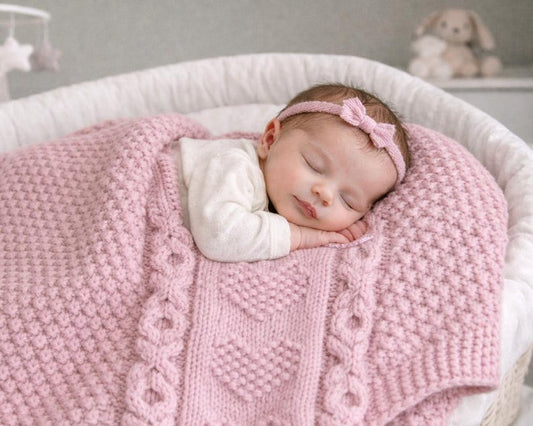 Chunky Baby Heart O-X-O Motif Afghan Knitting Pattern