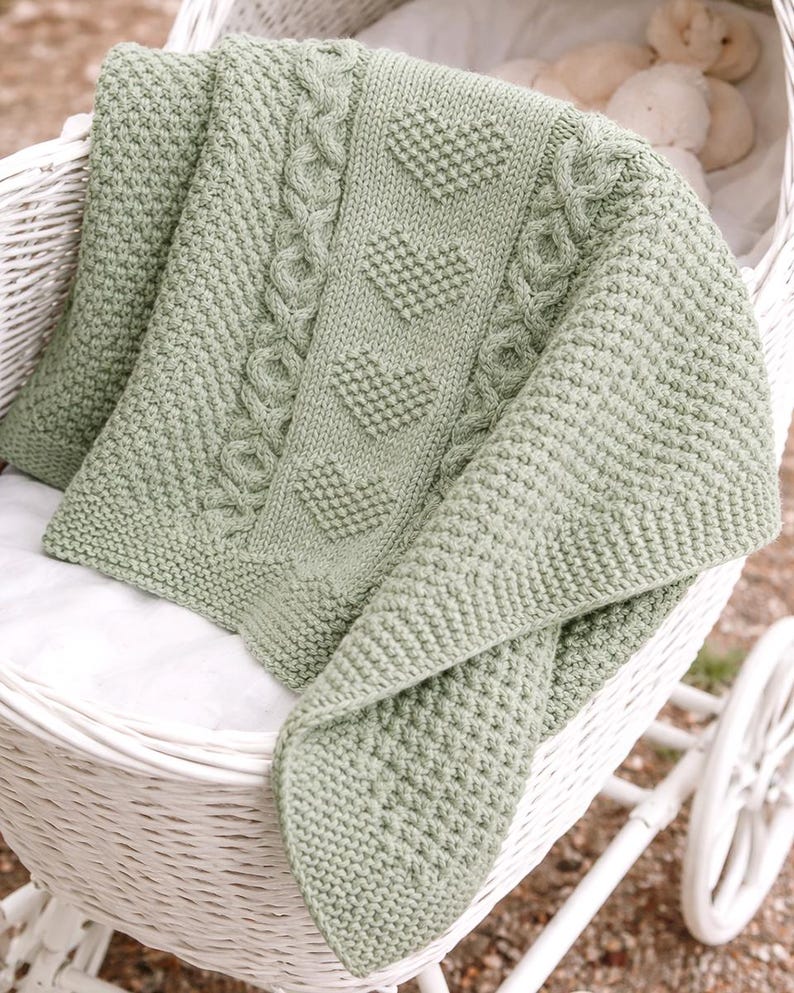 Chunky Baby Heart O-X-O Motif Afghan Knitting Pattern