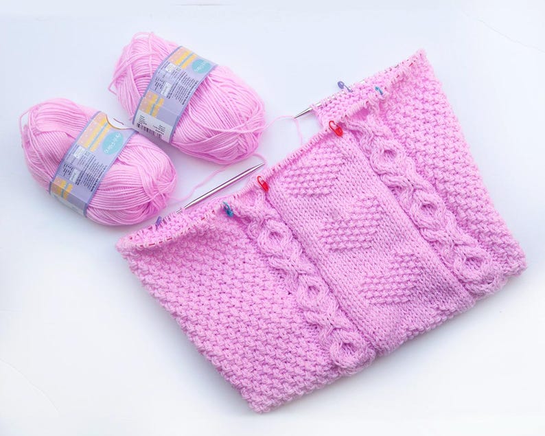 Chunky Baby Heart O-X-O Motif Afghan Knitting Pattern