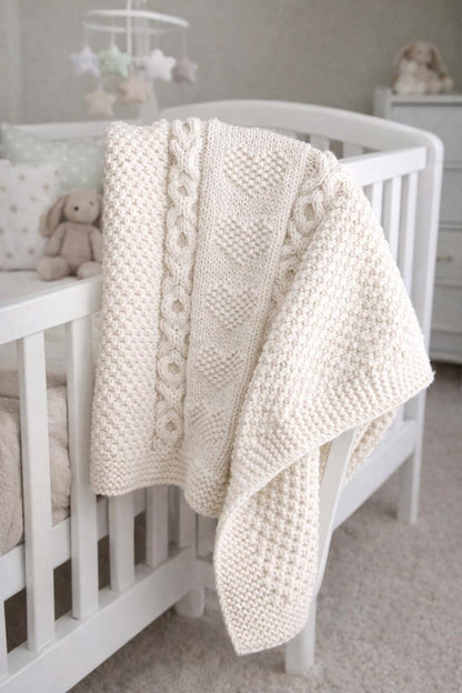 Chunky Baby Heart O-X-O Motif Afghan Knitting Pattern