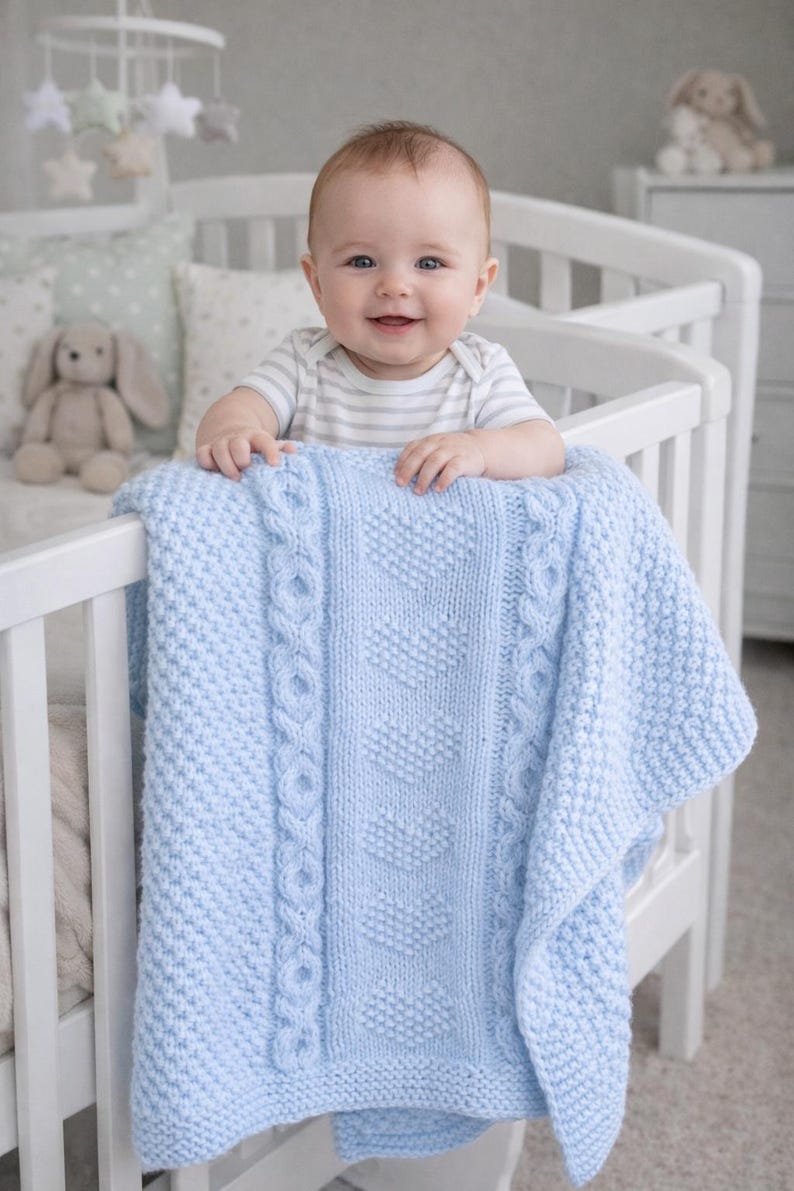 Chunky Baby Heart O-X-O Motif Afghan Knitting Pattern