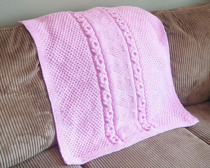 Chunky Baby Heart O-X-O Motif Afghan Knitting Pattern