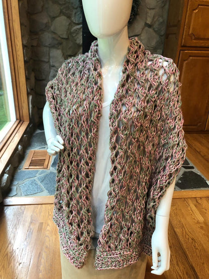 Rectangular Rose and Frost Green Lacy Wrap Knitting Pattern