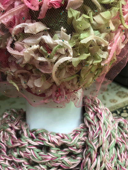 Rectangular Rose and Frost Green Lacy Wrap Knitting Pattern
