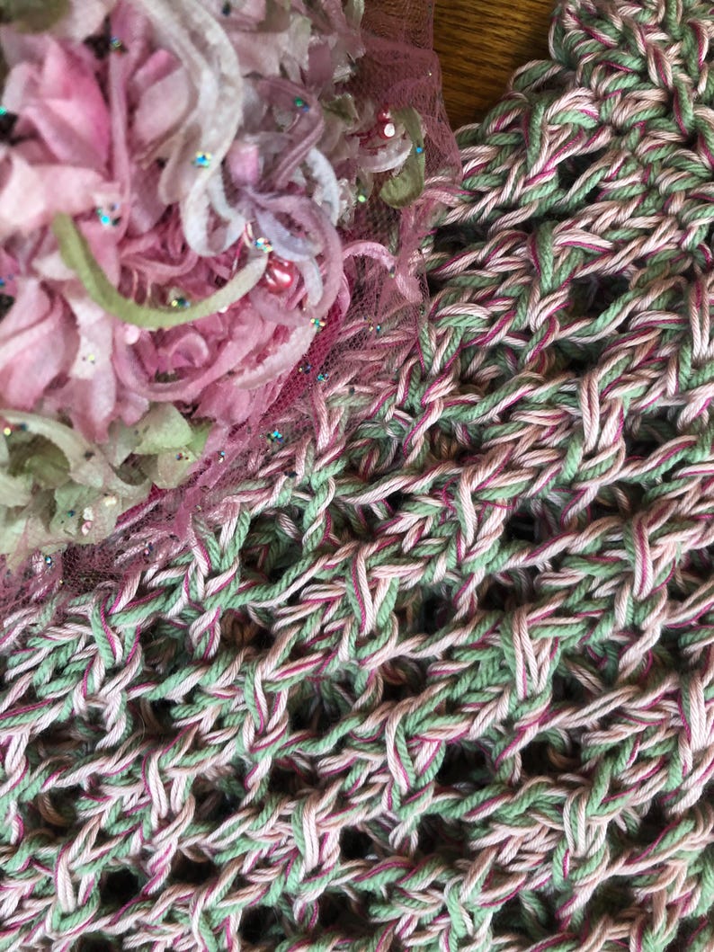 Rectangular Rose and Frost Green Lacy Wrap Knitting Pattern