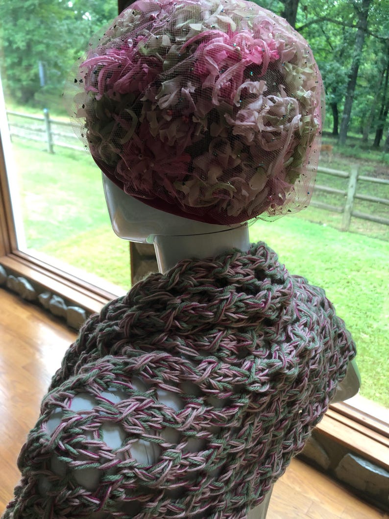 Rectangular Rose and Frost Green Lacy Wrap Knitting Pattern