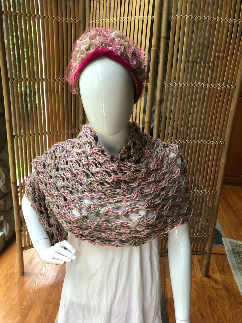 Rectangular Rose and Frost Green Lacy Wrap Knitting Pattern