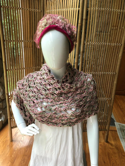 Rectangular Rose and Frost Green Lacy Wrap Knitting Pattern