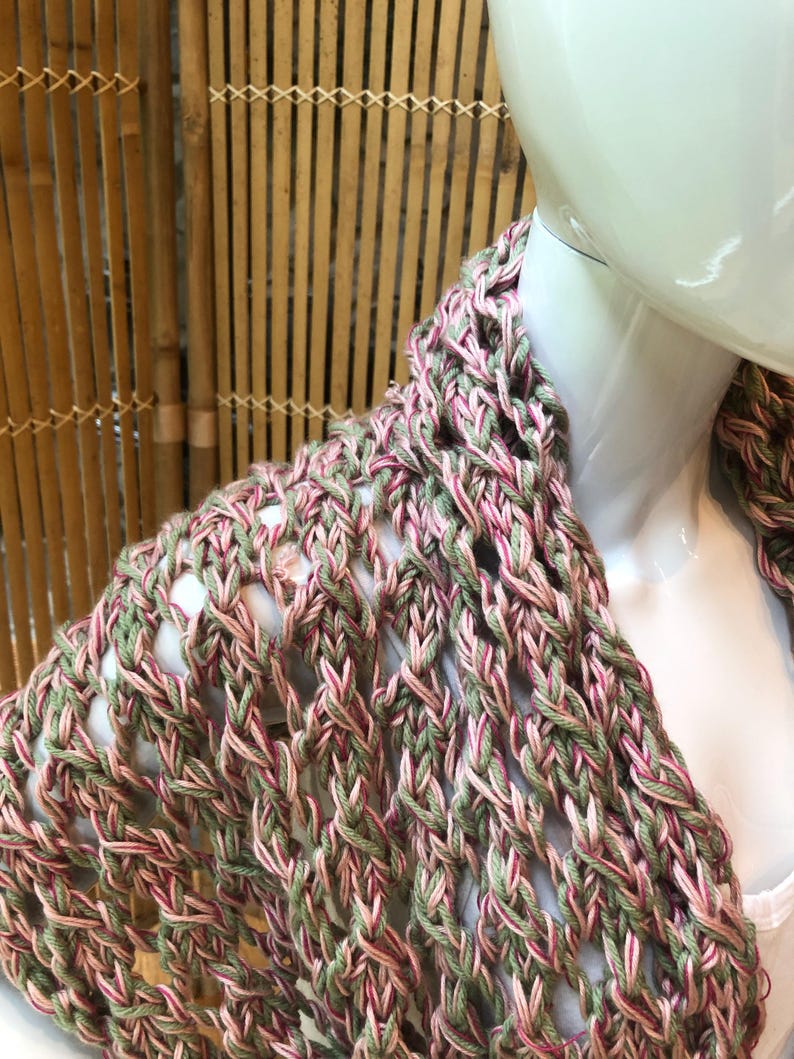 Rectangular Rose and Frost Green Lacy Wrap Knitting Pattern