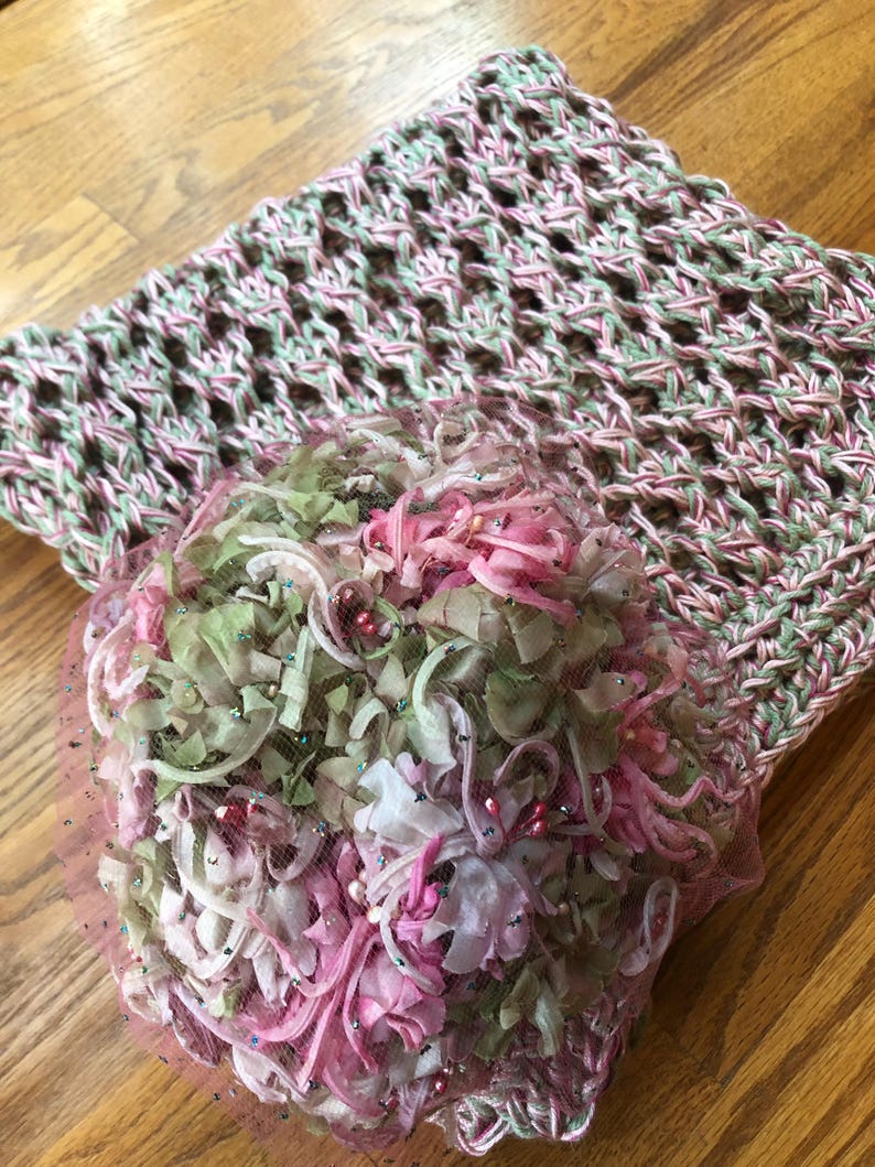 Rectangular Rose and Frost Green Lacy Wrap Knitting Pattern