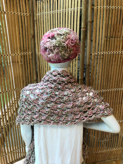 Rectangular Rose and Frost Green Lacy Wrap Knitting Pattern