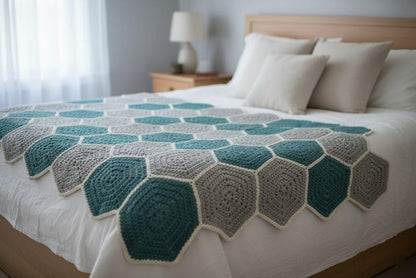 Hexagon flower blanket crochet pattern