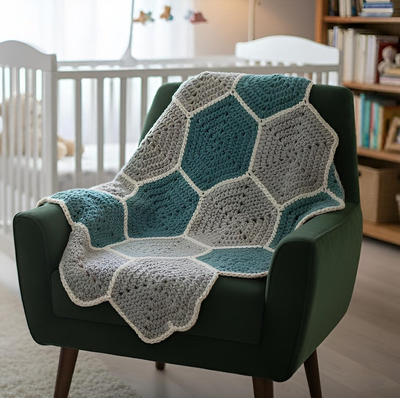 Hexagon flower blanket crochet pattern
