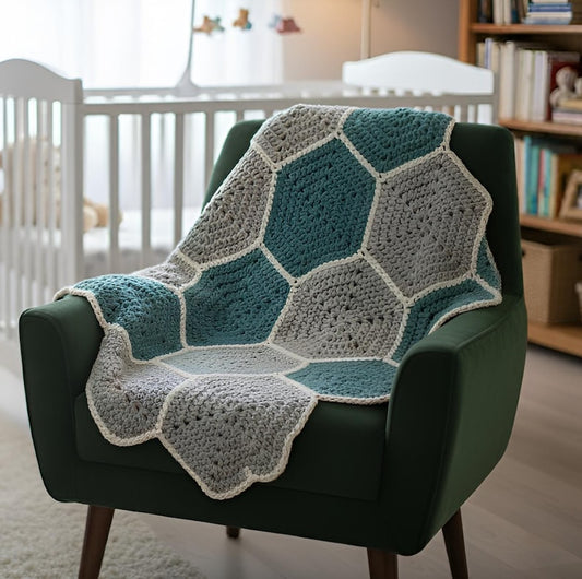 Hexagon flower blanket crochet pattern