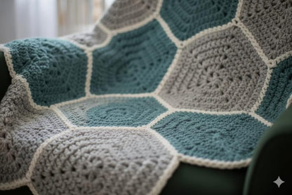 Hexagon flower blanket crochet pattern