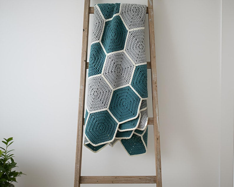 Hexagon flower blanket crochet pattern