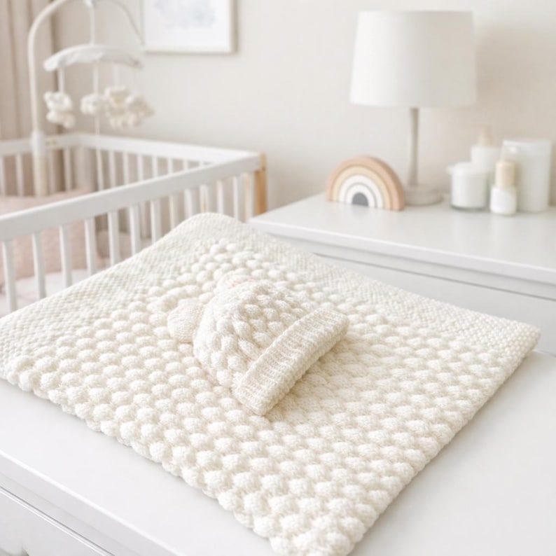 Knitting Baby Bubble Blanket & Beanie Pattern