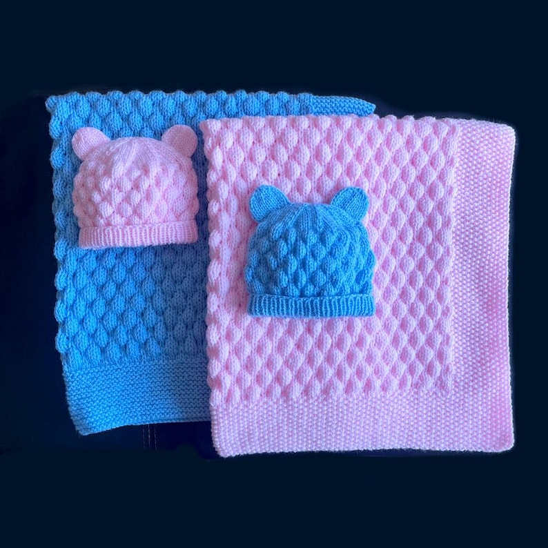 Knitting Baby Bubble Blanket & Beanie Pattern