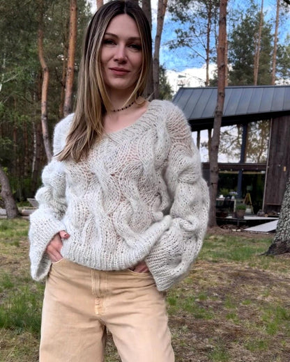 Cable V-neck Sweater Knitting Pattern