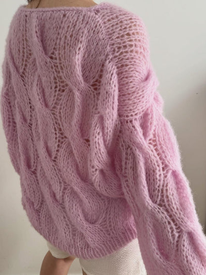 Cable V-neck Sweater Knitting Pattern