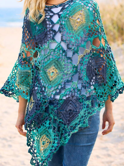 Granny Square Crochet Poncho Pattern