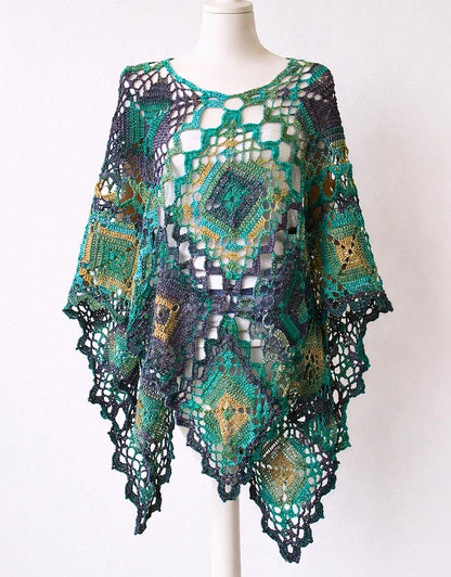 Granny Square Crochet Poncho Pattern
