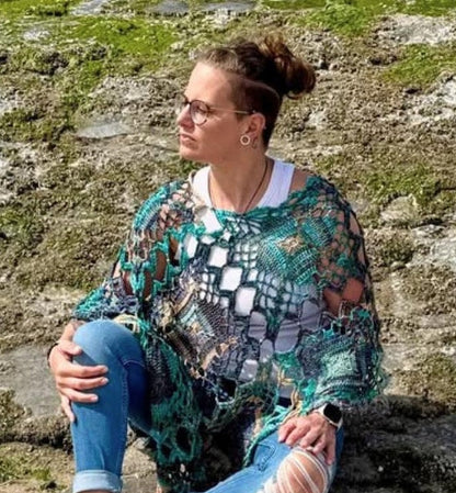 Granny Square Crochet Poncho Pattern