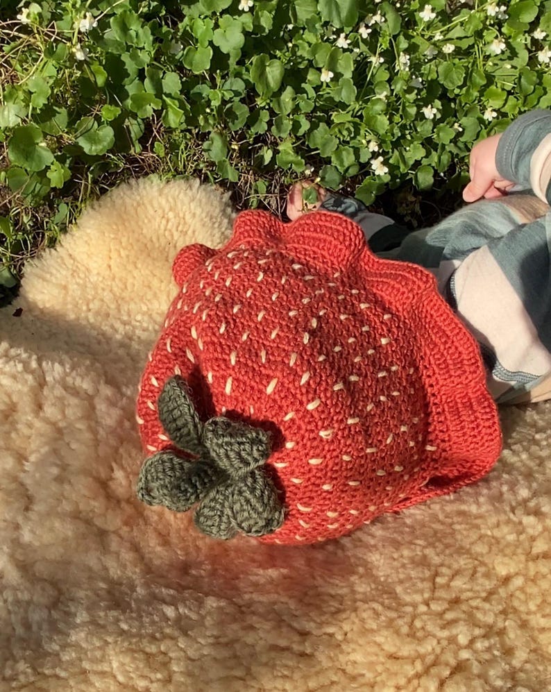 Crochet pattern strawberry hat