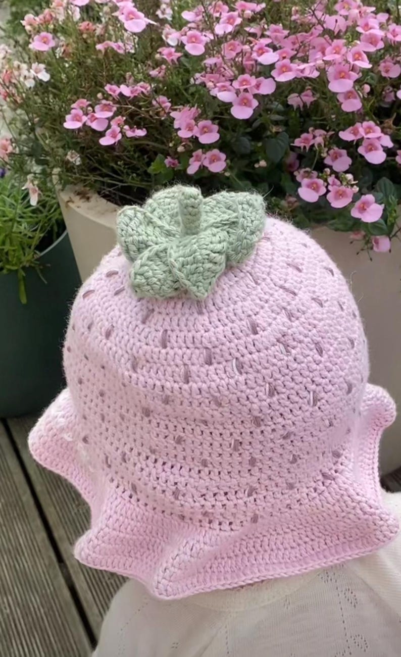 Crochet pattern strawberry hat