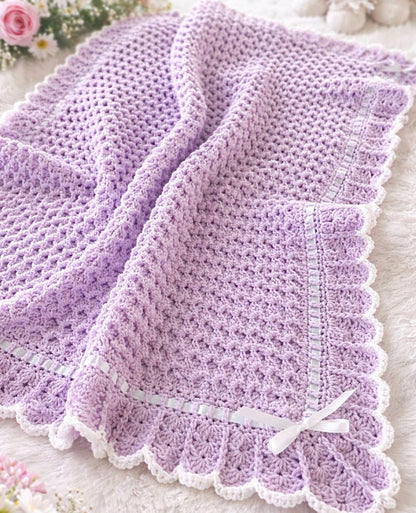 Waves and Lace Baby Blanket Crochet Pattern