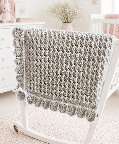 Waves and Lace Baby Blanket Crochet Pattern
