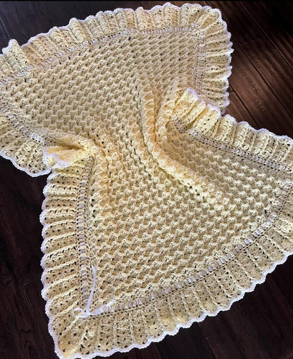 Waves and Lace Baby Blanket Crochet Pattern