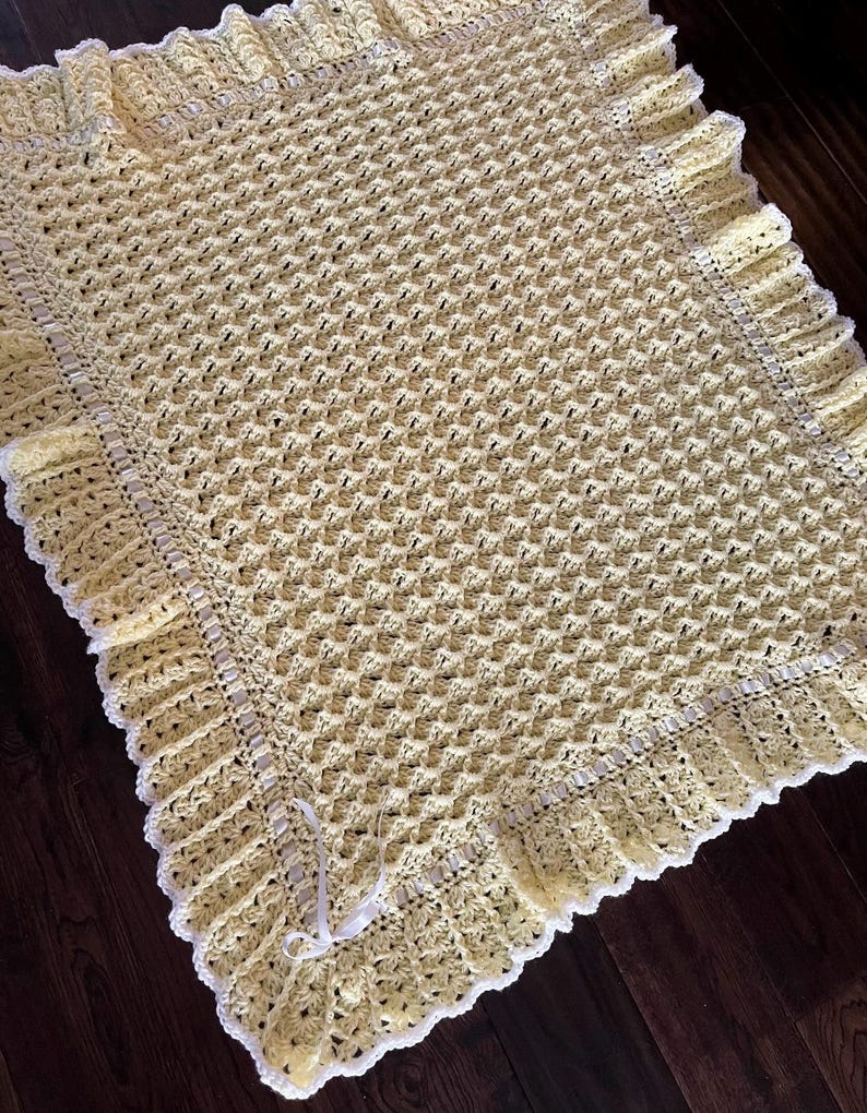 Waves and Lace Baby Blanket Crochet Pattern