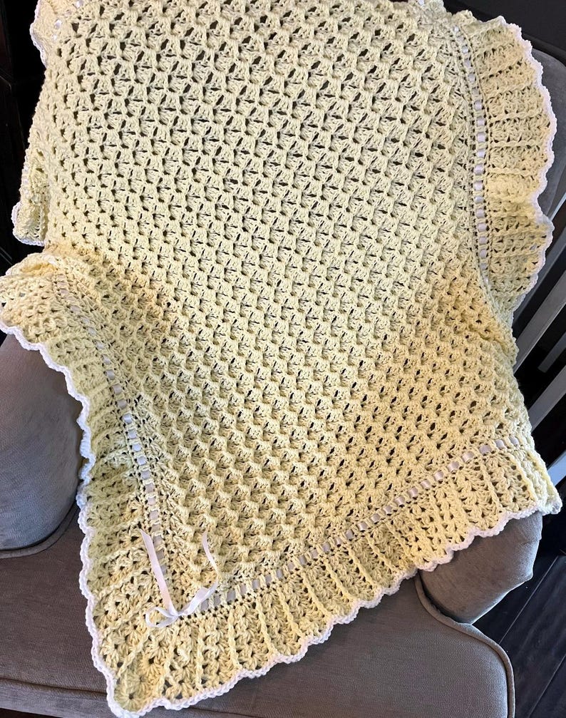 Waves and Lace Baby Blanket Crochet Pattern