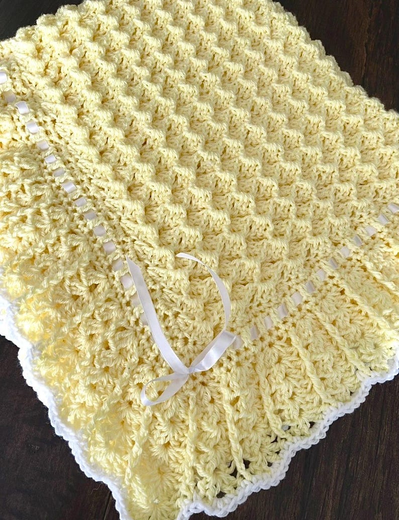 Waves and Lace Baby Blanket Crochet Pattern