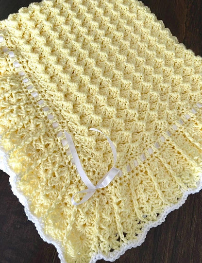 Waves and Lace Baby Blanket Crochet Pattern