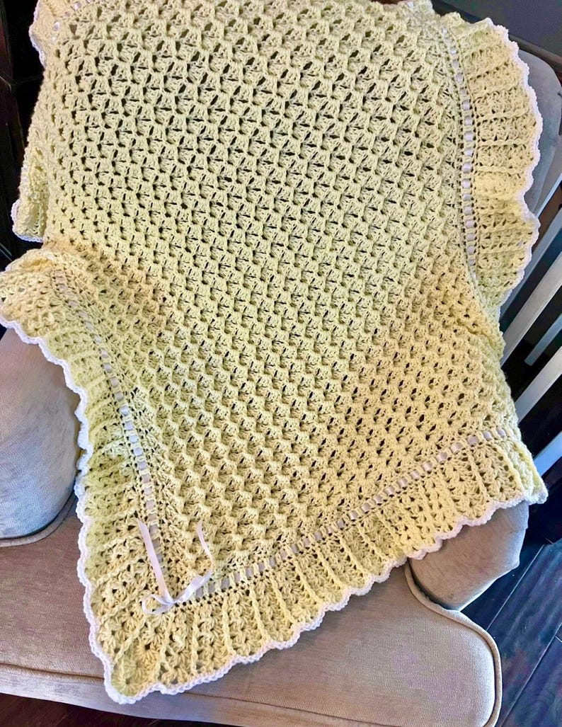 Waves and Lace Baby Blanket Crochet Pattern