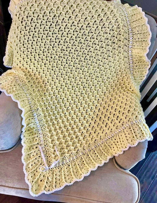 Waves and Lace Baby Blanket Crochet Pattern