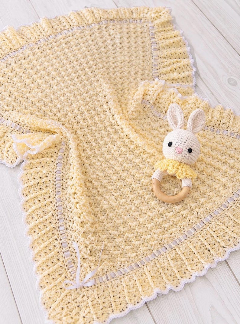 Waves and Lace Baby Blanket Crochet Pattern