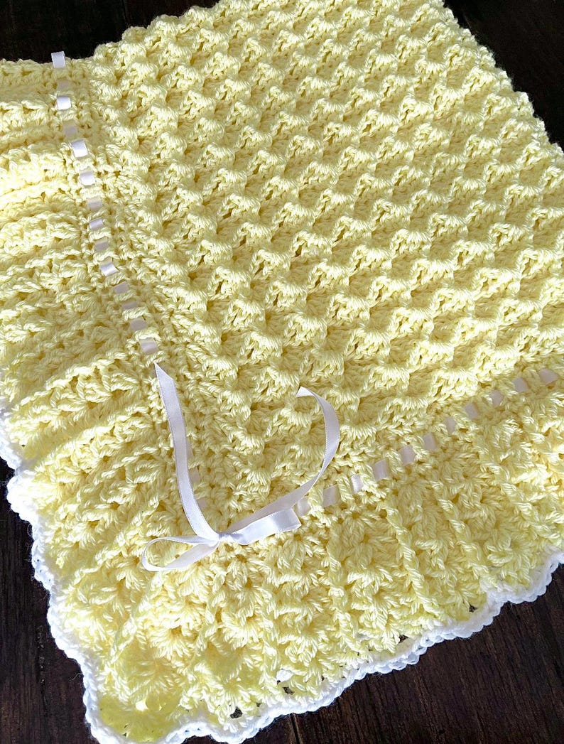 Waves and Lace Baby Blanket Crochet Pattern