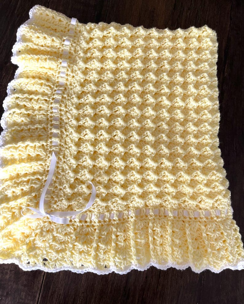 Waves and Lace Baby Blanket Crochet Pattern
